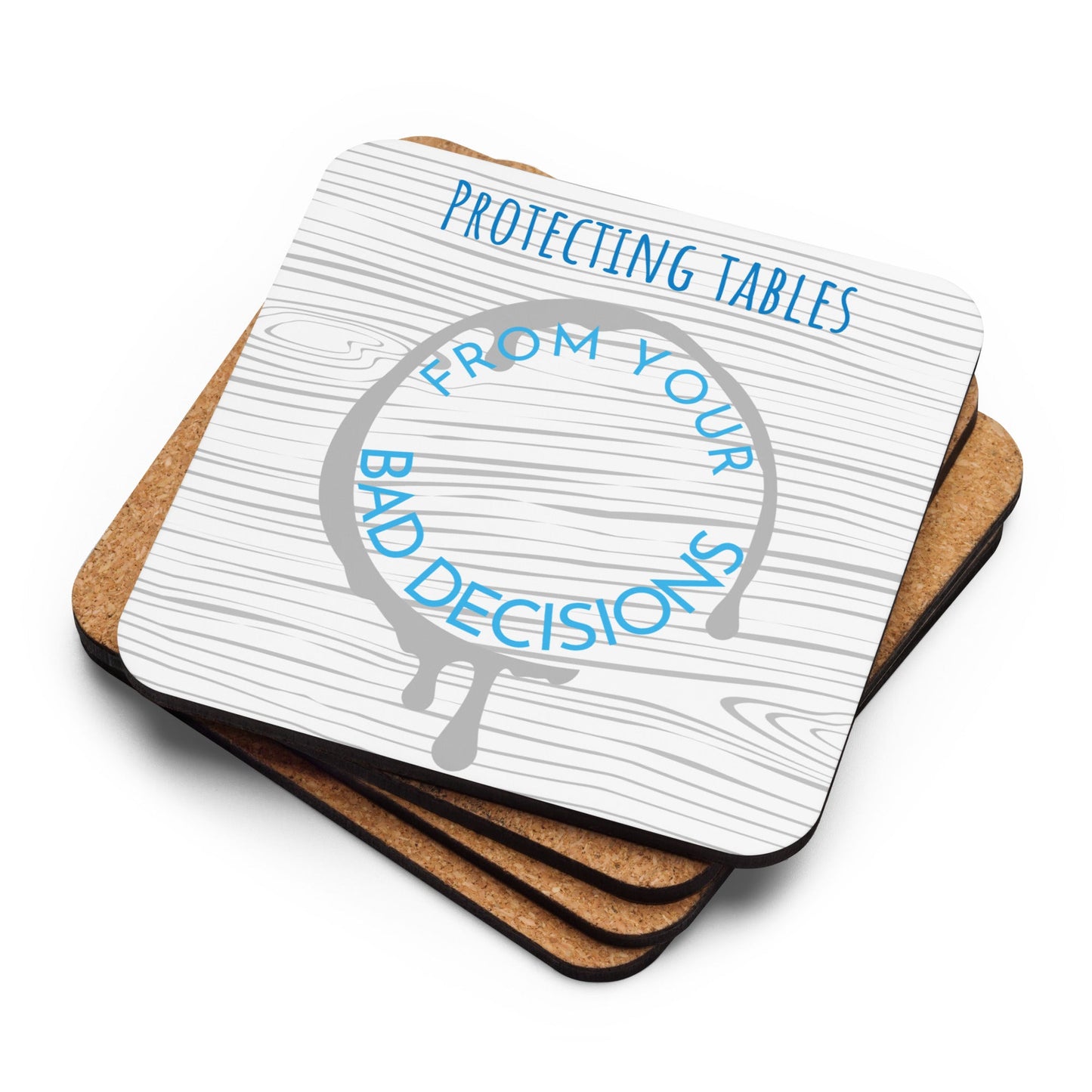 "Protecting Tables" Cork Drink Coaster - Roasted Sarcastic and Funny Cork Drink Coasters